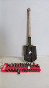 Socket Wrench Set 3/8in Drive 20+Pc w/ Deep & Standard Sockets, WWII Era Army Entrenching Tool