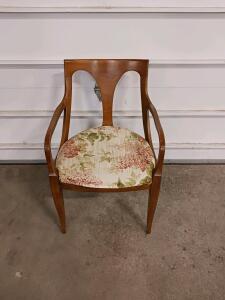 Vintage Upholstered Armchair with Floral Fabric and Wooden Frame