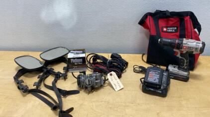 Porter Cable 20V Cordless Drill Set w/ Battery, Charger, Bag ( Powers On ) + KLX300R Carb & Accessories