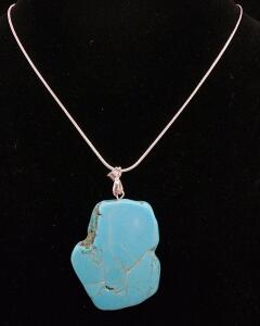 (1) 63 Ct. Turquoise Free Form Slab 24" Necklace