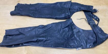 Milwaukee Leather Motorcycle Chaps XXL Black Premium Buffalo Leather