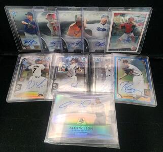 (10) Autographed MLB Baseball Cards Includes Chad Pinder, Tim Berry, Stephen Gonsalves
