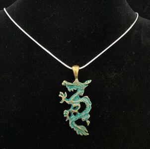 (1) Brass/Bronze Dragon Pendant .925 Necklace