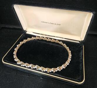 Vintage British Hong Kong Rhinestone Zig-Zag Circlet Gold-Tone