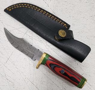 (1) Fixed Blade Cold Steel Utility Knife With Wood And Metal Handle And Sheath