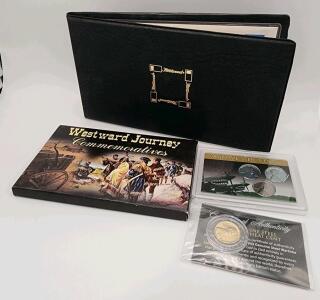 (1) Fleetwood 1988 Space Shuttle Discovery Commemorative Coin and Stamp First Day Cover (1) 2000 Westward Journey Sacagawea Dollar Two-Coin Commemorative Set And More