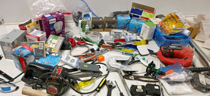 Bulk Lot: Hand Tools, Corded Power Tools, New LED/CFL Bulbs, Electrical Hardware, 40+ Items
