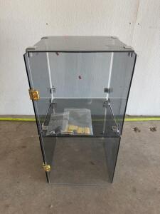Lockable Acrylic Display Case with 2 Shelves and Hinged Doors