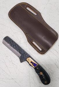 (1) Fixed Blade Cold Steel Bull Cutter Knife With Wood And Resin Handle And Sheath