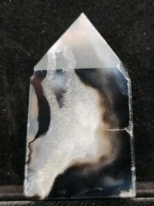 (1) 190 Cts Natural Black Onyx Geode Polished Crystal Gemstone Stainding Point