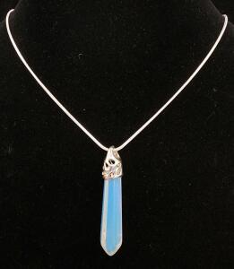 (1) Opal Gemstone Hexagonal .925 Necklace