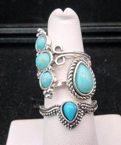 (3) Size 5.5-7 Turquoise Fashion Rings