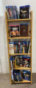 Large TV Series Blu-ray/DVD Collection: Firefly, Farscape, Chuck, More + Wood Shelf