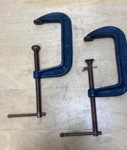 Brink & Cotton No. 146-5 Inch C-Clamps, Cast Iron, 5" Jaw, T-Handle, Vintage USA Pair