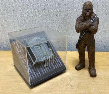Star Wars Chewbacca 12-Inch Action Figure & TIE Fighter Death Star Display Diorama in Acrylic Case