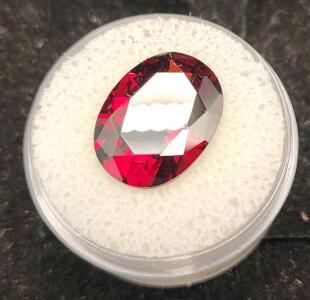 (1) 10.80 Ct. Pigeon Blood Red Ruby WVS Diamond Cut Faceted Gemstone