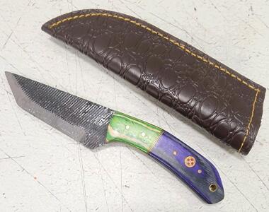 (1) Fixed Blade Cold Steel Utility Knife With Wood Handle And Sheath