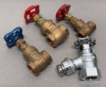 Lot of Gate Valves 1/2" Brass NPT USA & Acorn Hose Bibb 1/2" FIP x 3/4" MHT Nickel Plated