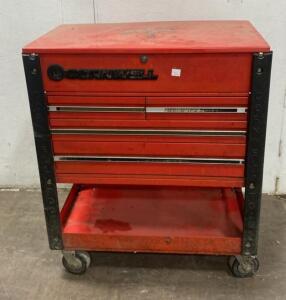 Cornwell Rolling Tool Chest, 5 Drawers, Top Compartment, Bottom Tray, Red, Steel, Locking