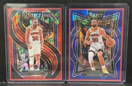 2022-23 Panini Select Stephen Curry Red Prizm /25 Warriors Card #24/25, Two Variants