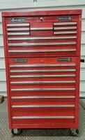 (1) MATCO 8-Drawer Rolling Tool Cabinet W/ (1) MATCO 9-Drawer Top Chest
