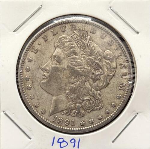 1891 Morgan Silver Dollar, United States, 90% Silver, Circulated, Cardboard Holder