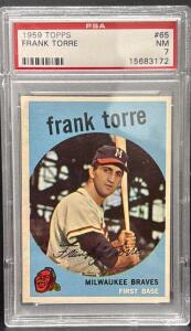 1959 Topps Frank Torre #65 PSA 7 NM Milwaukee Braves First Base Graded Baseball Card