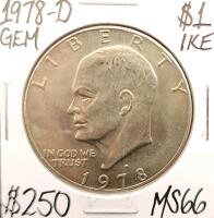 1978-D MS66 Gem Mint State Ike Eisenhower Dollar