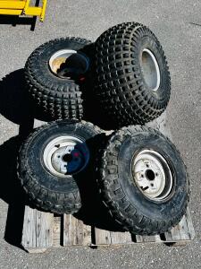 Carlisle & 4MAX ATV/Golf Cart Tire Set (22x11-8, 20x7-8) W/ Rims, Tubeless, Mixed Tread