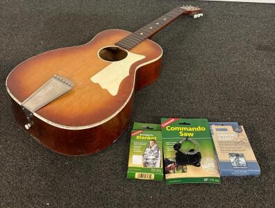 Silvertone 319.12009 Acoustic Parlor Guitar, Made In USA, 1960s, With Emergency Gear Set