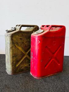 Vintage Military Steel Jerry Cans &ndash; 5.3 Gallon Capacity, Triple Handle Design