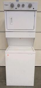 Whirlpool Stacked Washer and Dryer Laundry Center, 1.6 cu. ft. Washer, 3.4 cu. ft. Dryer, Top Load, Electric 75"x32"x28"