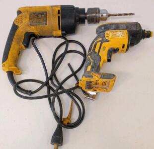 DeWalt DW511 1/2" Hammer Drill & DCF620 XR 20V Drywall Screwgun, Corded & Cordless Set