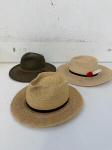 SunBody 7 1/4 (58cm) Palm Leaf Straw Hat, Fedora & Gambler Styles, Black Band, Made in Texas & More