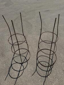 Steel Rebar Column Cages, 16" Diameter x 48" Height, 4 Longitudinal Bars, 4 Transverse Rings, Set of 2