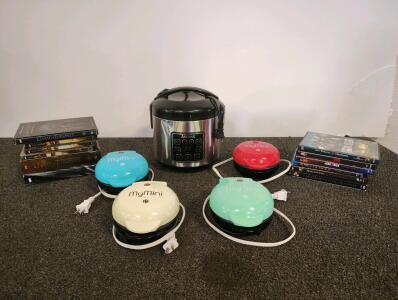 Aroma ARC-914SBD Rice Cooker & 5 MyMini Makers: Waffle, Sandwich, Grill, Donut & More