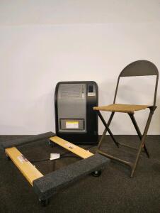 Lasko CC24849 1500W Air Heater, HaulMaster 1000 lb Dolly, Metal Folding Chair, Tested