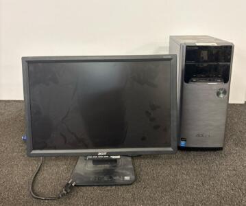 ASUS Core i3-4170 Desktop, 8GB RAM, 1TB HDD, DVD RW + Acer AL2016W 20" LCD Monitor, tested PC (Powers on, unable to test further)