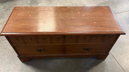 Lane Cedar Chest With Sliding Felt Tray, Original Paperwork, 48" x 18" x 22", Altavista VA, With Some Contents Included