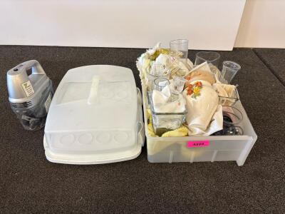 Mixed Lot of 15 Glass & Ceramic Vases with Candlesticks, 7 Piece Turquoise Jewelry Collection, Wilton Cupcake Carrier,Cuisinart HM-70 Hand Mixer, 7-Speed, 220W, LED Display, 5 Attachments with Storage Case