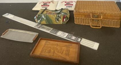 Vintage Caldwell Night Rodeo 1980 Cushions, Picnic Basket, Clem&rsquo;s Cola Bag, Serveware Lot