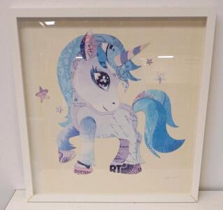 Empire Art Direct Unicorn Collage 24"x24" Framed Wall Art, Signed, White Frame, 2019