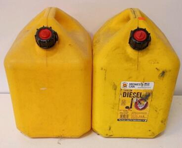 (2) Midwest Can 5-Gallon Diesel Fuel Can, Model 8610, HDPE, Quick-Flow Spout, FlameShield