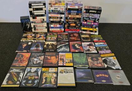 Mixed Lot of 60+ VHS Tapes and DVDs &ndash; Includes 'Star Wars Trilogy,' 'The Matrix,' 'Jumanji,' and More