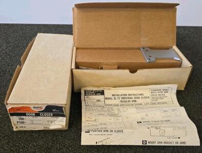 (2) Corbin SL-72 Universal Surface Mount Door Closer, Regular Arm, Aluminum Finish, Box, Manual