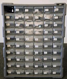 ACE 60-Drawer Hardware Organizer Cabinet with Assorted Fasteners and Small Parts