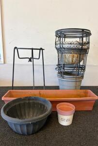 Assorted Garden Planters & Metal Stands &ndash; Ceramic, Plastic & Hanging Pots, Multiple Sizes/Styles