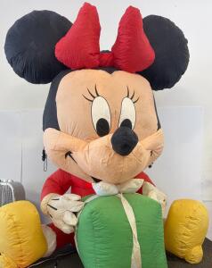 Minnie Mouse 6 ft Inflatable Holiday Yard Decoration with Present, Disney Licensed, Fan-Powered