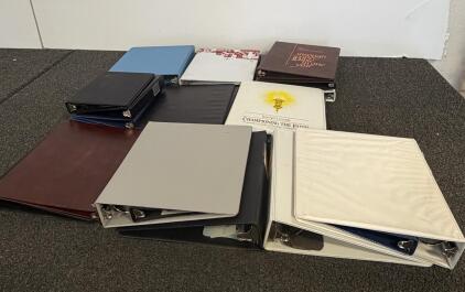 Mixed Lot of 10 3-Ring Binders, 1-2&rdquo; Capacity, Letter Size, Vinyl, Printed & Plain