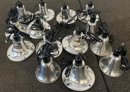 Lot of 13 HDX 5.5" Clamp Lamps, 60W Max, Aluminum Reflector, 6' Cord, Model CLG60506